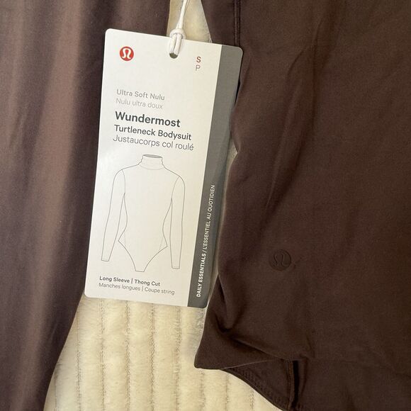 Lululemon Wundermost Ultra-Soft Nulu Turtleneck Bodysuit Sz S Espresso NWT $88 - Picture 4 of 16